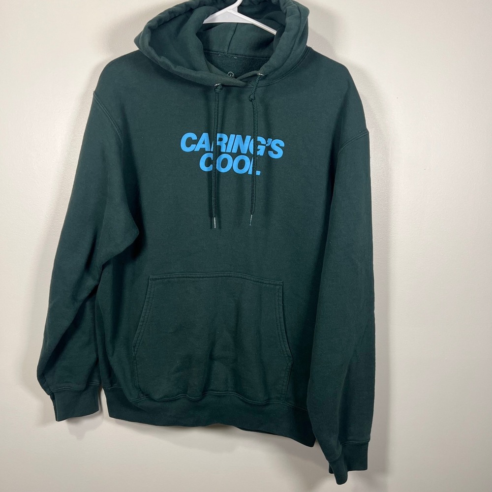 Lonely Ghost Mens Carings Cool Hoodie Dark Green Graphic Sweatshirt Medium
